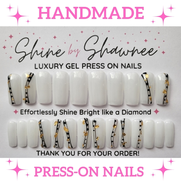 Handmade Luxury Press-On Nails | Sturdy & Reusable | MILKY WAY - Picture 1 of 7
